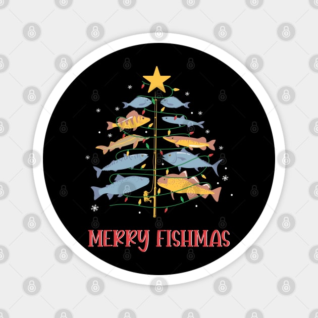 Merry Fishmas Christmas Fishing Fish Fisherman Tree Magnet by alexwestshop